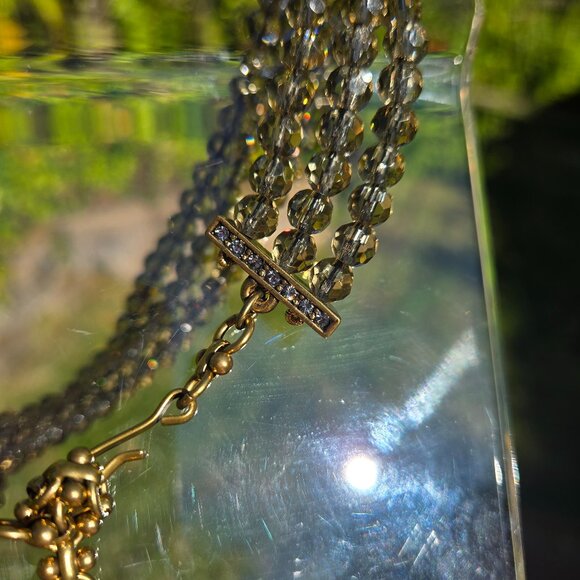 Heidi Daus Smoky Topaz Strand Swarovski Crystal Torsade Choker Necklace - Picture 8 of 11